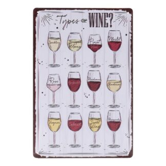 Emaljeskilt Types of Wine