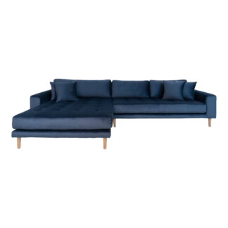 HOUSE NORDIC Lido sofa, m. venstrevendt chaiselong - mørkeblåt velour