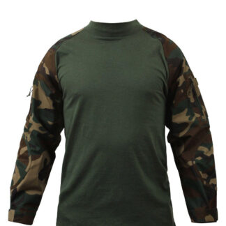 Rothco Langærmet T-Shirt - Kampskjorte (Woodland, XL)