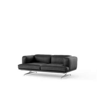 &Tradition Inland AV22 2-Seater Sofa Sort Læder/Poleret Aluminium