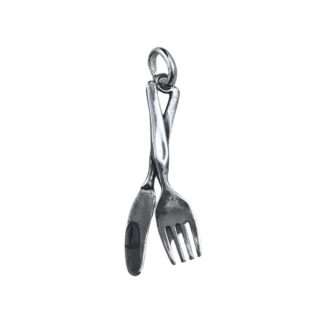 Svendegave til kok / ernæringsassistent / tjener - kæde med kniv og gaffel vedhæng i sølv