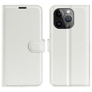 -iPhone 15 Pro Max - Læder cover / pung - Hvid