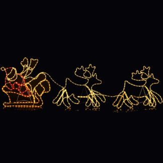 Julemand, Rensdyr og Kane - 230 cm med LED-Lys -