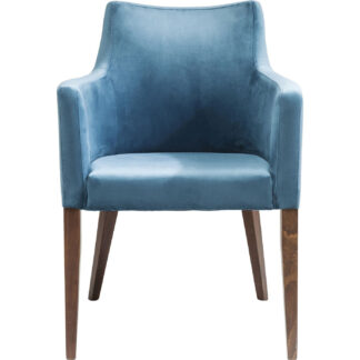 KARE DESIGN Mode Velvet Bluegreen spisebordsstol - petrol polyester/natur bøg, m. armlæn