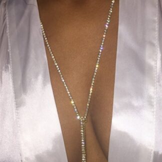 Krystal diamant lang halskæde bodychain