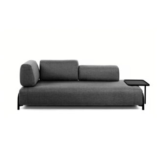 LAFORMA Compo 3 pers. sofa m. stor bakke - mørkegrå stof og metal