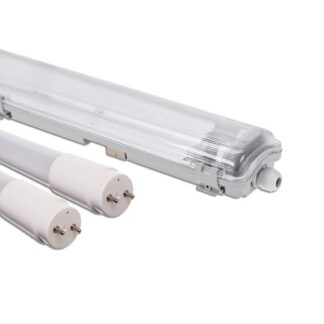 Limea T8 LED dobbeltarmatur - Inkl. 9W 60cm LED rør, IP65 vandtæt - Dæmpbar : Ikke dæmpbar, Kulør : Neutral
