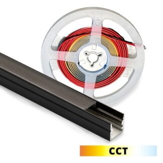 Profilsæt til akustikpanel inkl. CCT LED strip - CCT LED strip, komplet med sort cover og endestykker