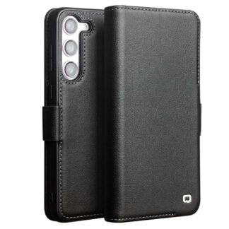 Samsung Galaxy S23 5G - QIALINO Slim classic ægte læder cover - Sort