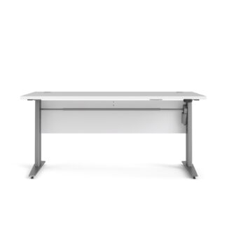 TVILUM Prima hæve sænkebord - hvid/sølvgråt stål (150x80)
