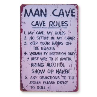 Emaljeskilt Man cave - cave rules