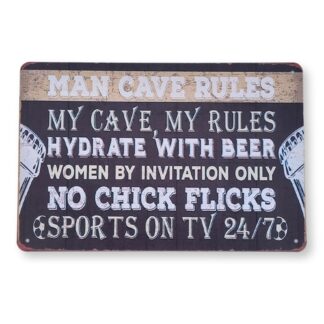 Emaljeskilt Man cave rules - my cave my rules