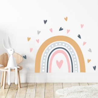 Wallsticker Regnbue med hjerter